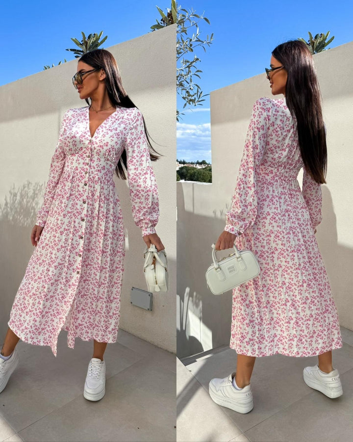 Dame Floral Maxikjole med knapdetaljer Stilla
