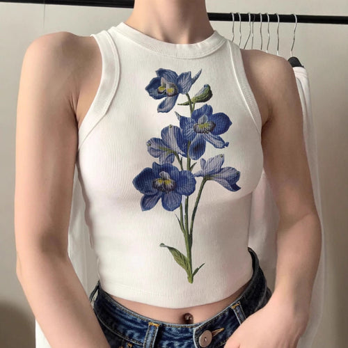 Damen ärmelloses Oberteil mit floralem Stickdesign Skovae
