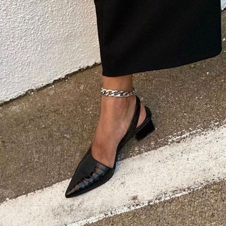 Dame Sling-Pumps med krokodillepræg og bageste rem Stilla