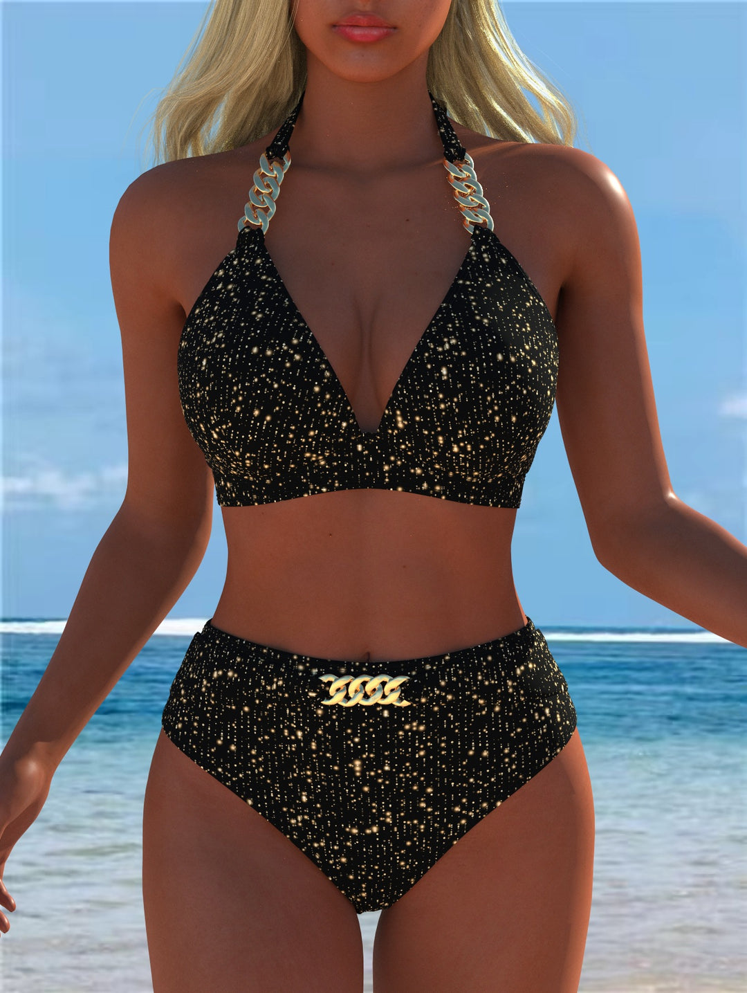 Dame Bikini med luksuriøst marmor mønster og fine detaljer Skovae