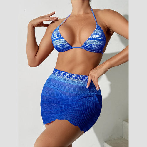 Dame bikini med bølgemønster og høj talje Stilla