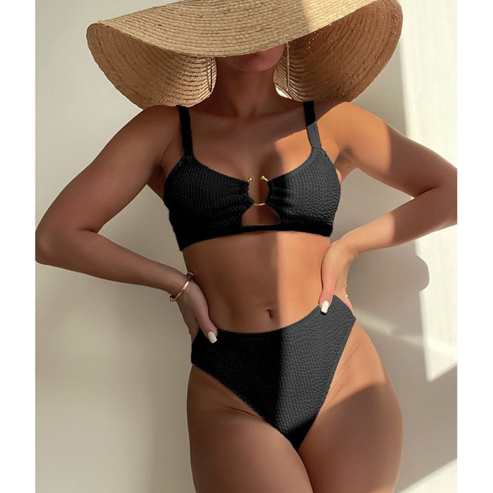 Dame Bikini-sæt med høj taljeskæring og dekorerede stropper Skovae