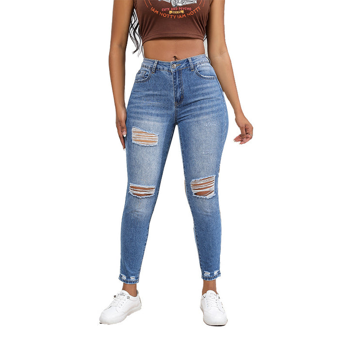 Dame Skinny Jeans med modehuller Stilla