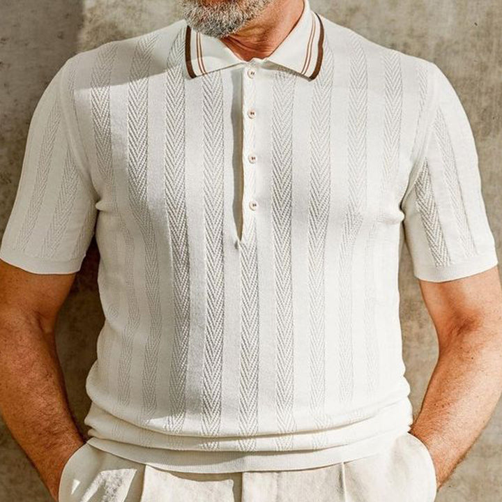 Herrer elegant strik-polo skjorte i vintage stil Stilla