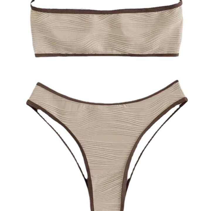 Dame Bandeau-bikini-sæt med kontrastkant Stilla