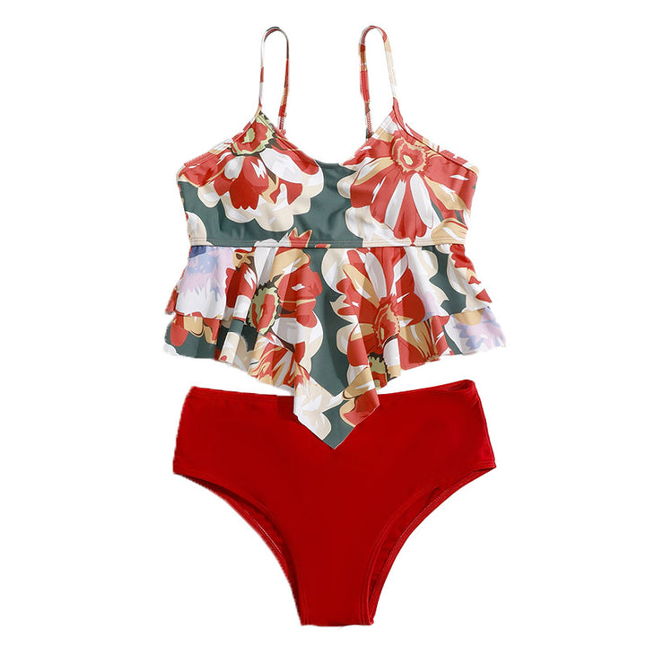 Dame let bikini-sæt med blomstret top og højtaljet bund Stilla