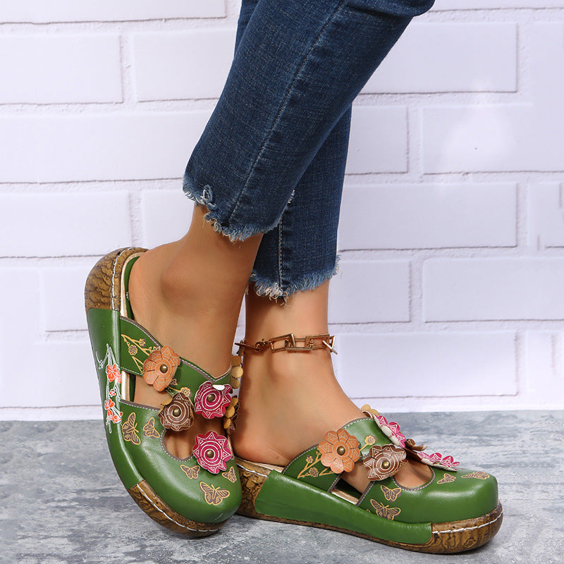 Dame Komfortable Clogs med Blomsterdekor og Ergonomisk Sål Stilla