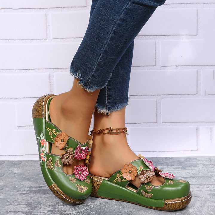 Dame Komfortable Clogs med Blomsterdekor og Ergonomisk Sål Stilla