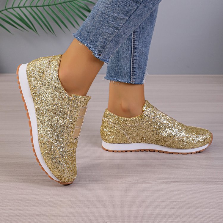 Dame Glitrende Slip-On Sneakers med støddæmpende sål og elastisk design Stilla