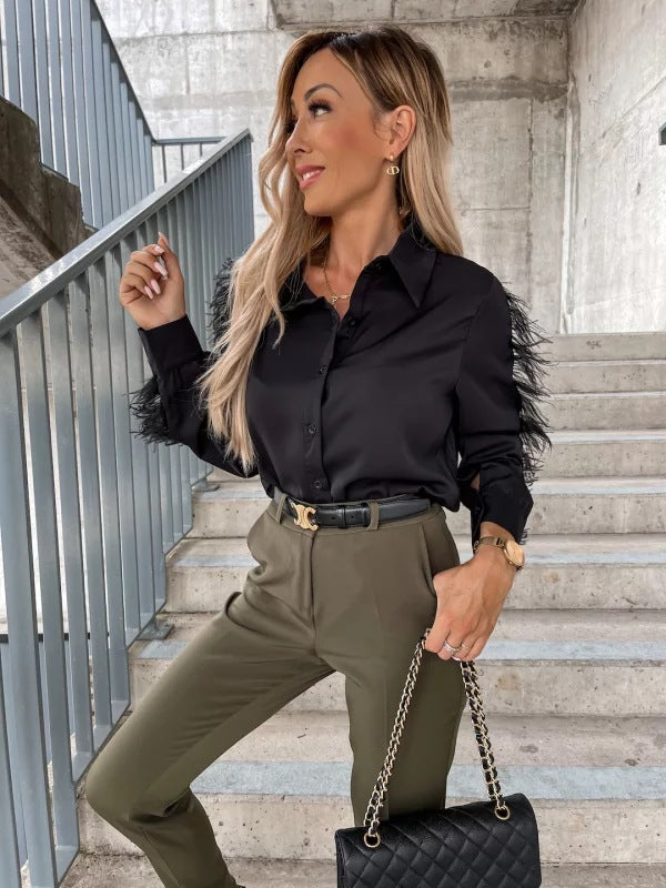 Damebluse med fjer Stilla