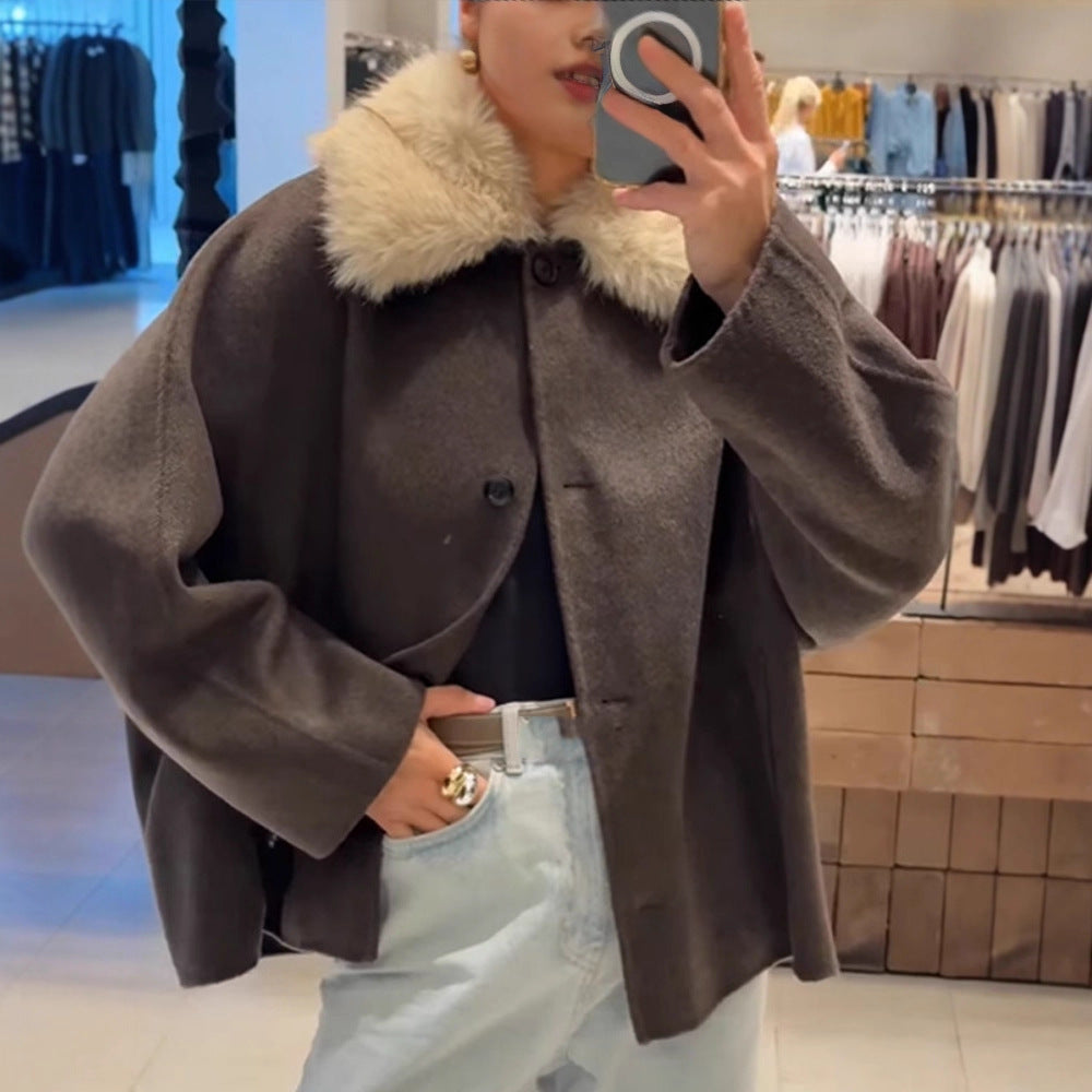 Dame elegant oversized jakke med sherpa-krave Stilla