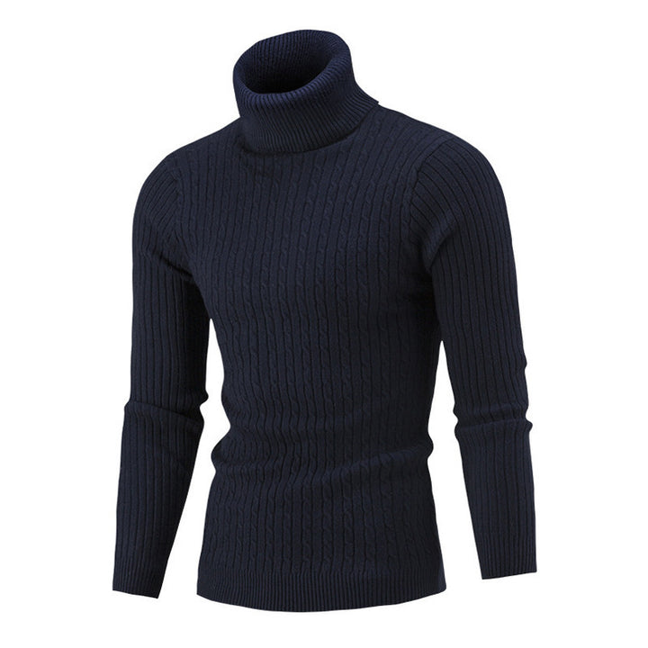 Herre elegant rullekravepullover med struktureret ribdesign og tætsiddende pasform Stilla