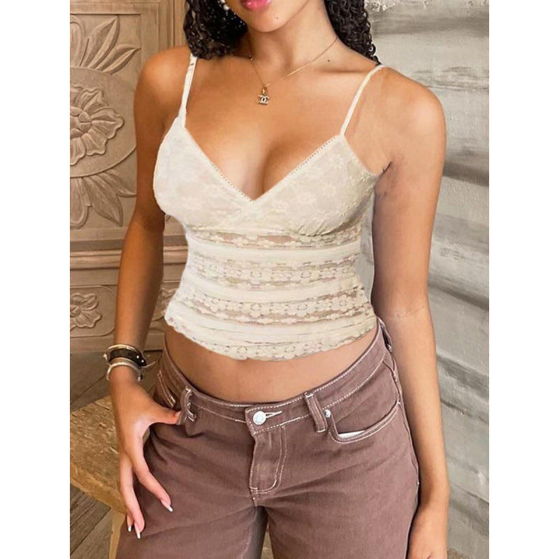 Damen Spitze Spaghetti-Top mit eleganter Passform Skovae