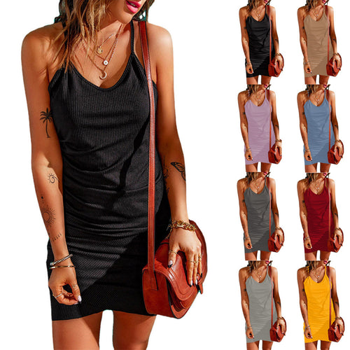 Kvinder Ribstrik Bodycon Mini Kjole Stilla
