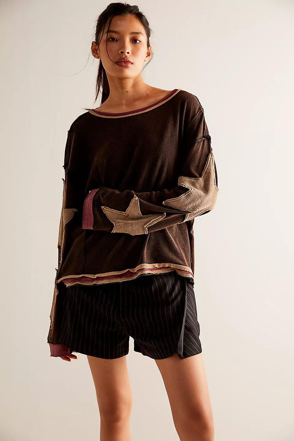 Femme Fritidstrøje Sweatshirt med stjernestikninger Stilla
