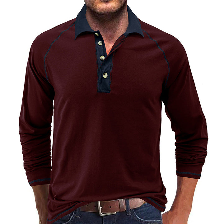 Herrer polo shirt med lange ærmer og moderne krave Stilla
