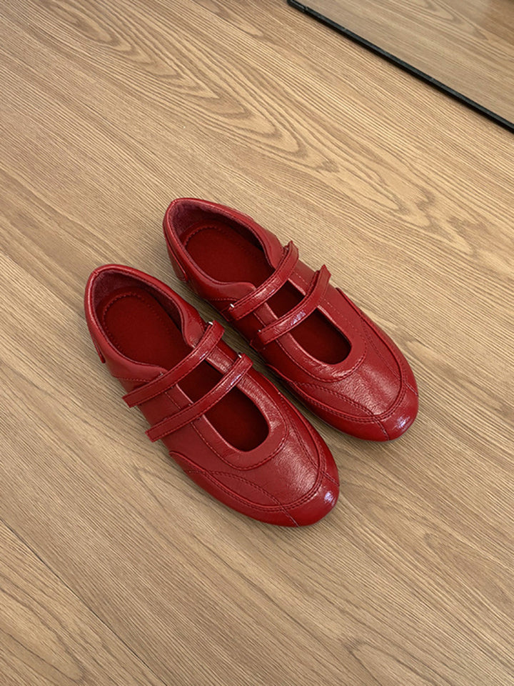 Dame ballet-inspirerede metalliske slip-on Mary Jane ballerinaer Stilla