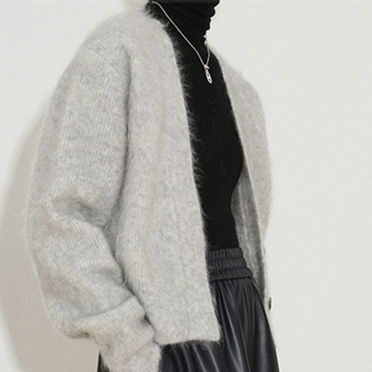 Femme Strukturstrik-Cardigan med elegant oversized-snit Stilla