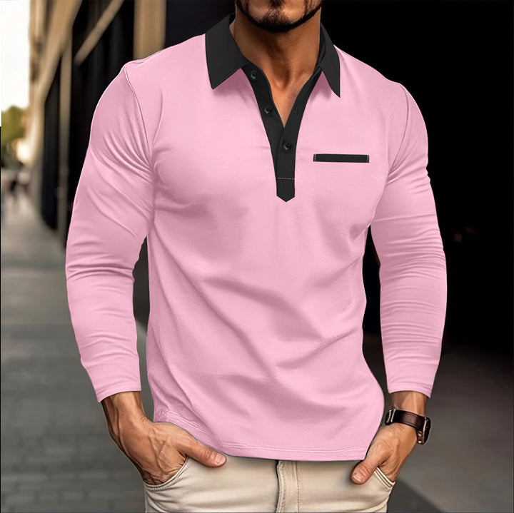 Herrer Langærmet Poloshirt med moderigtig Krave Stilla