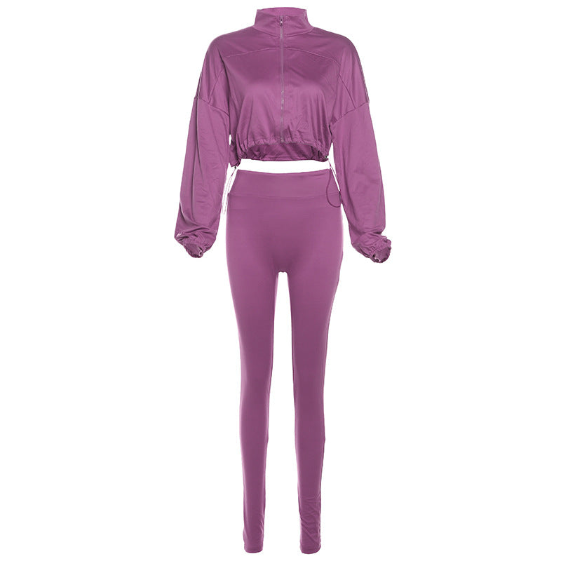 Dame Crop-top og højtaljede leggings sæt Stilla