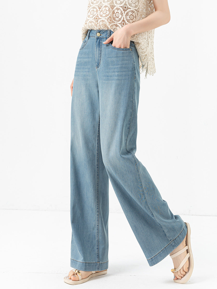 Dame bred jeans med høj talje og afslappet snit Stilla