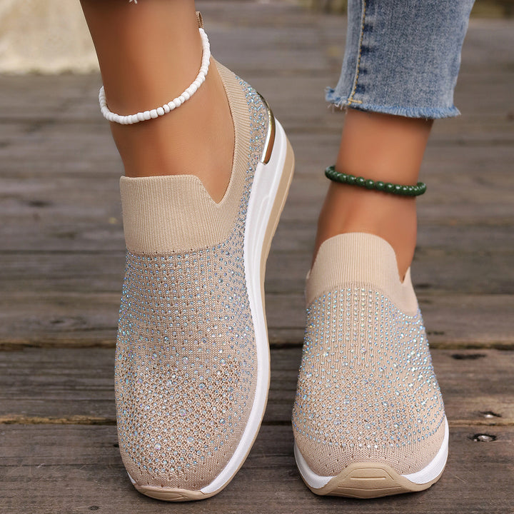 Dame Elegante Slip-On Sneakers med rhinsten-besatte detaljer og skridsikre såler Stilla