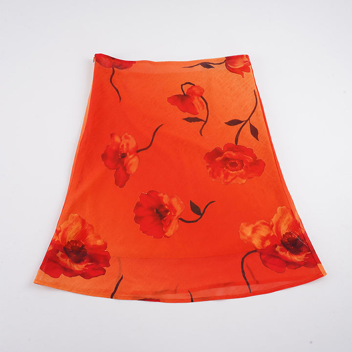 Dame Midi-nederdel med blomster-transparentdesign Skovae