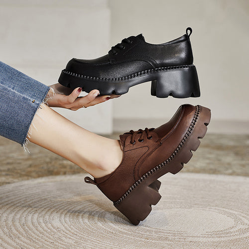 Dame Chunky Plateau Oxfords med hævet sål og snørebåndsdesign Stilla