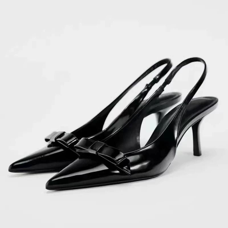 Dame Sling-Pumps med elegant båndapplikation og buet hæl Stilla
