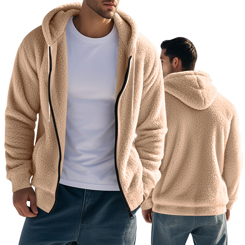 Herre fleece-hoodie med sidelås og kvalitetsmateriale Stilla
