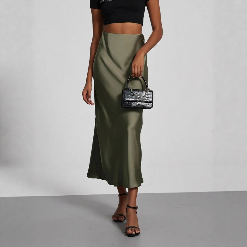 Dame Elegant Satin Maxi Skirt Stilla