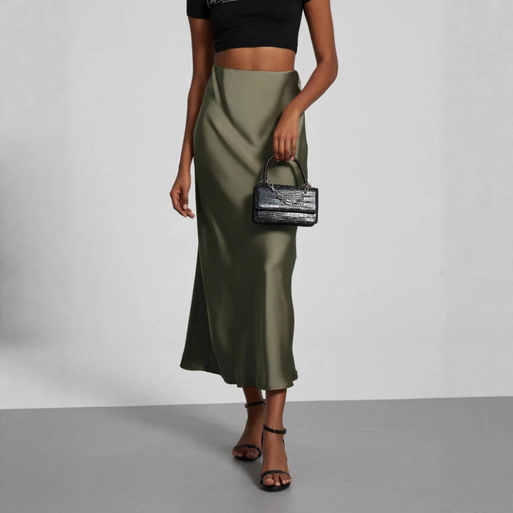 Dame Elegant Satin Maxi Skirt Stilla