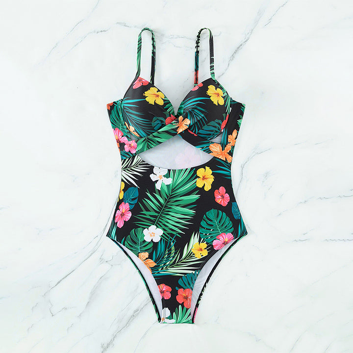 Dame Høj talje Bikini sæt med legende blomster mønster og moderigtigt snit Stilla