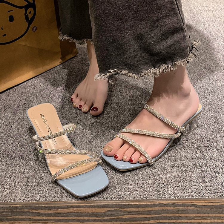 Dame Glitre Sandaler med gennemsigtige blokhæl og elegante stropper Stilla