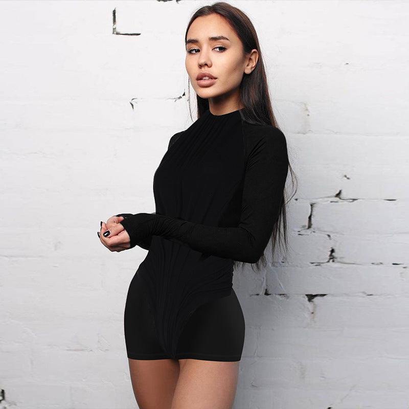 Dame Figurtilpasset Langærmet Bodysuit med elegant Foldsdesign Stilla