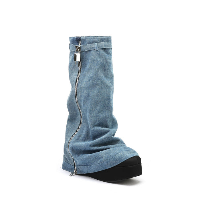 Femme Denim Slouchy High-Top Støvler Stilla