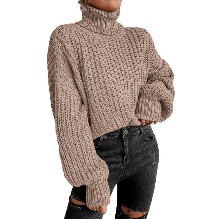 Dame hyggelig rullekravesweater lavet af blødt strik Stilla