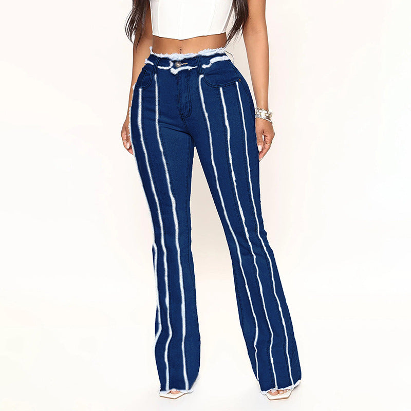 Dame Flared Jeans med vertikale striber Stilla