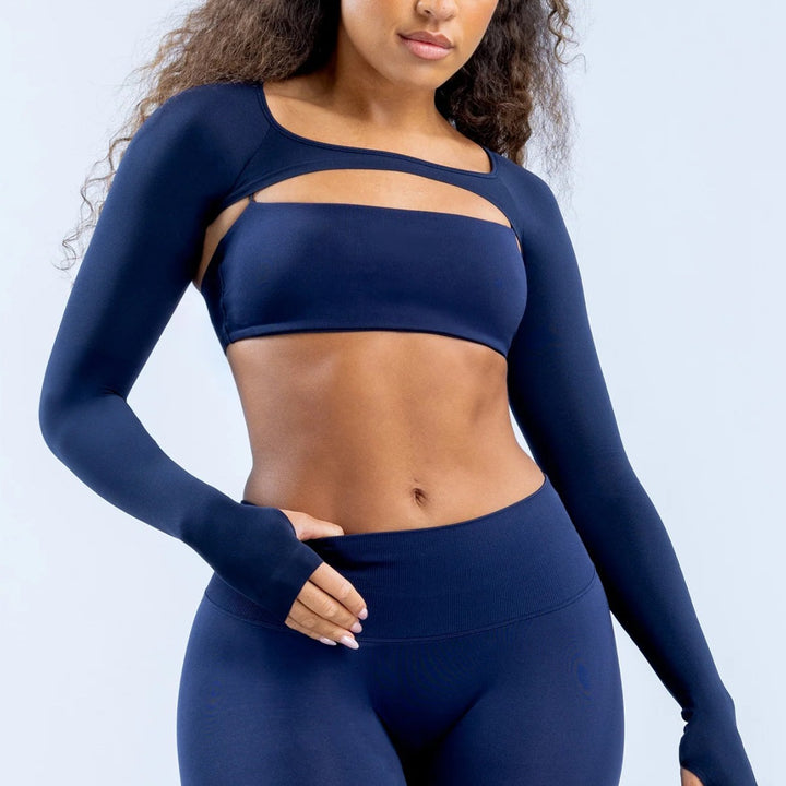Dame Sporty Langærmet Crop-Top med skåret design Skovae