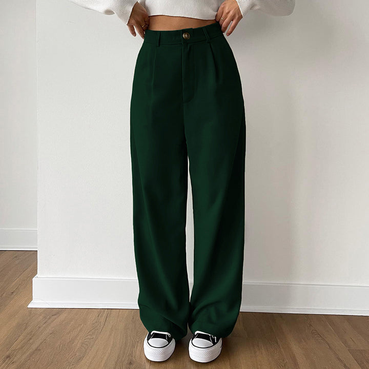 Dame bred chinos med høj talje og elegant plissering Stilla