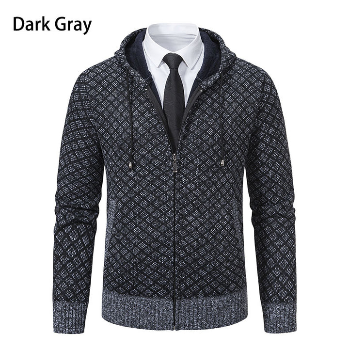 Herrer Textureret Zip-Up Hoodie med mønsterdesign Stilla