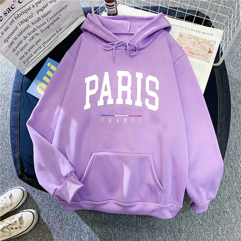 Dame hoodie med stort Paris print Skovae