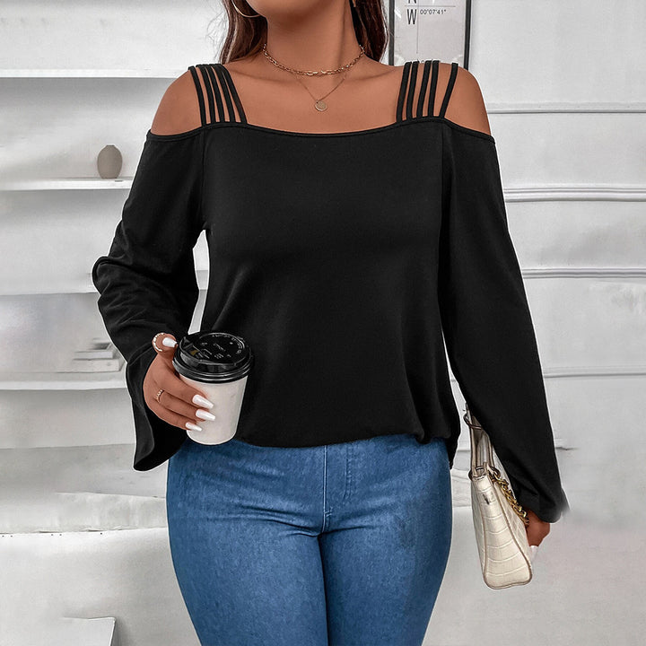 Dame off-shoulder top med moderigtigt ribstrikdesign Stilla