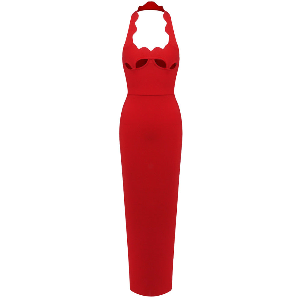Dame maxikjole med innovativt cut-out design og sexy nøglehulsudskæring Skovae
