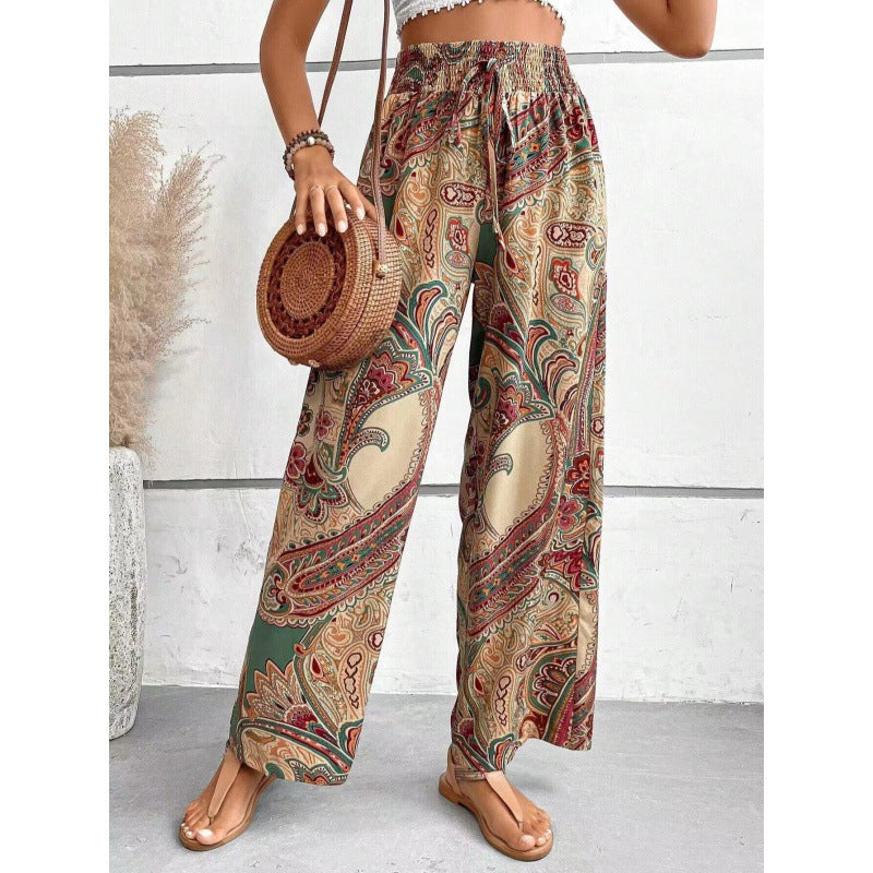 Dame Relaxed Fit Bohemian Tryk Bukser Stilla