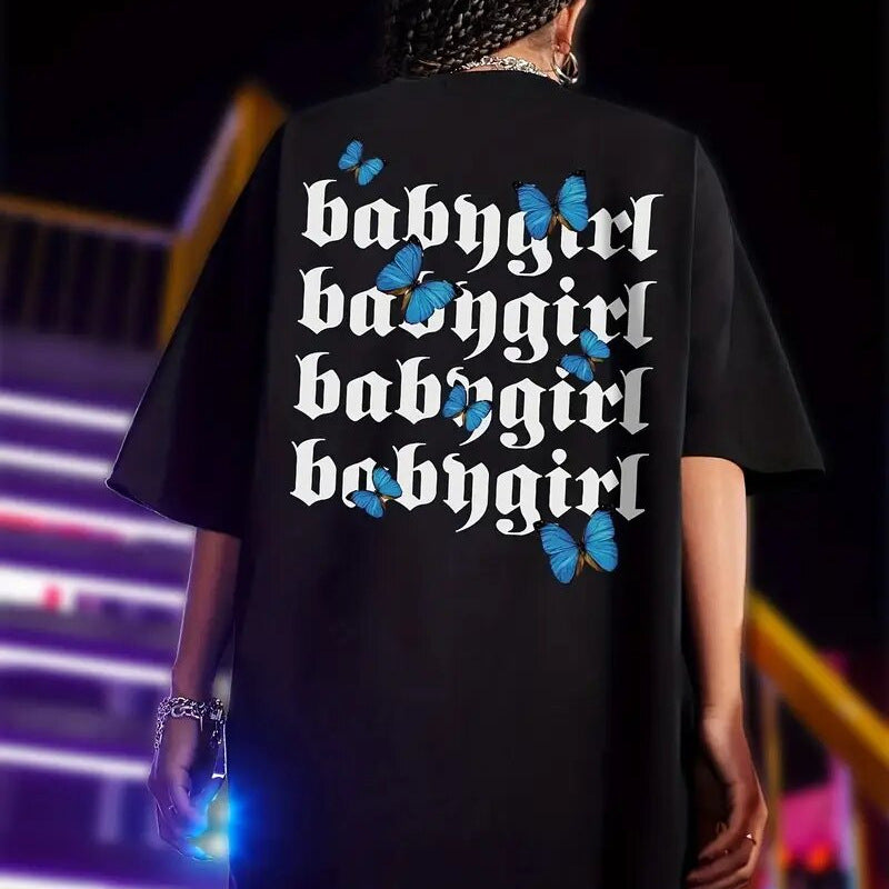 Dame Oversized T-Shirt med statement-design Stilla