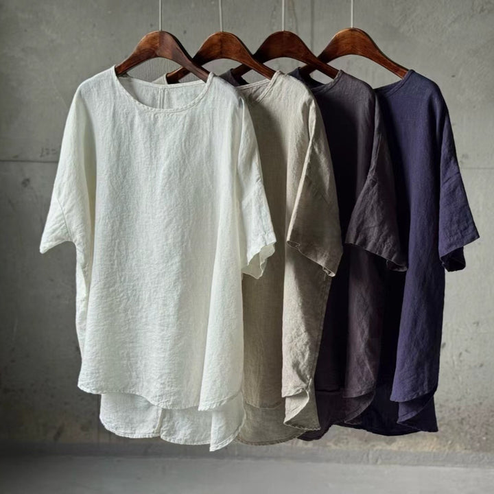 Femme Relaxed Fit Linned T-shirt med korte ærmer Stilla