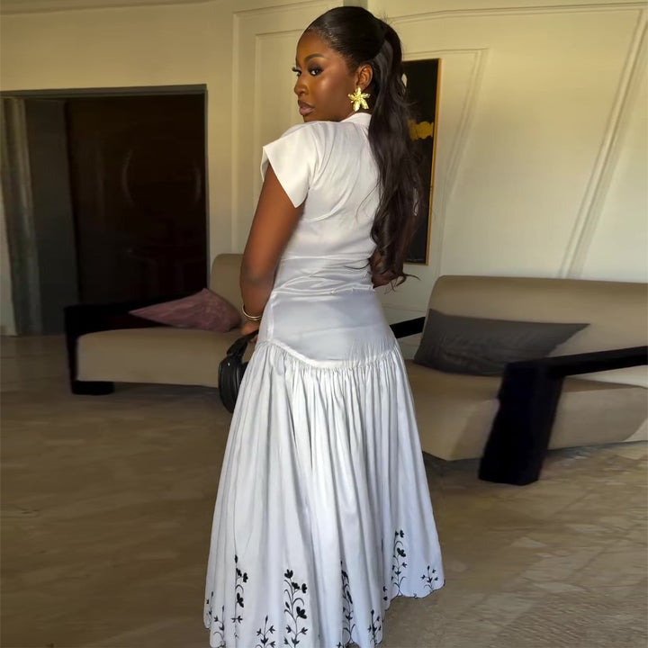 Damer Elegant og Luftig Maxi Kjole med Broderi Skovae