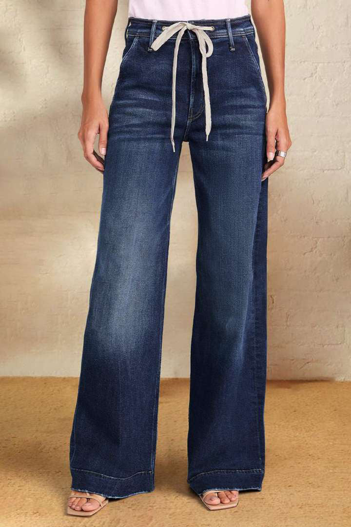 Dame Løst skårne jeans med praktisk snortræk og høj talje Stilla