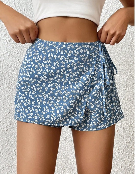 Dame Mode Shorts med blomsterprint og elastisk talje Skovae